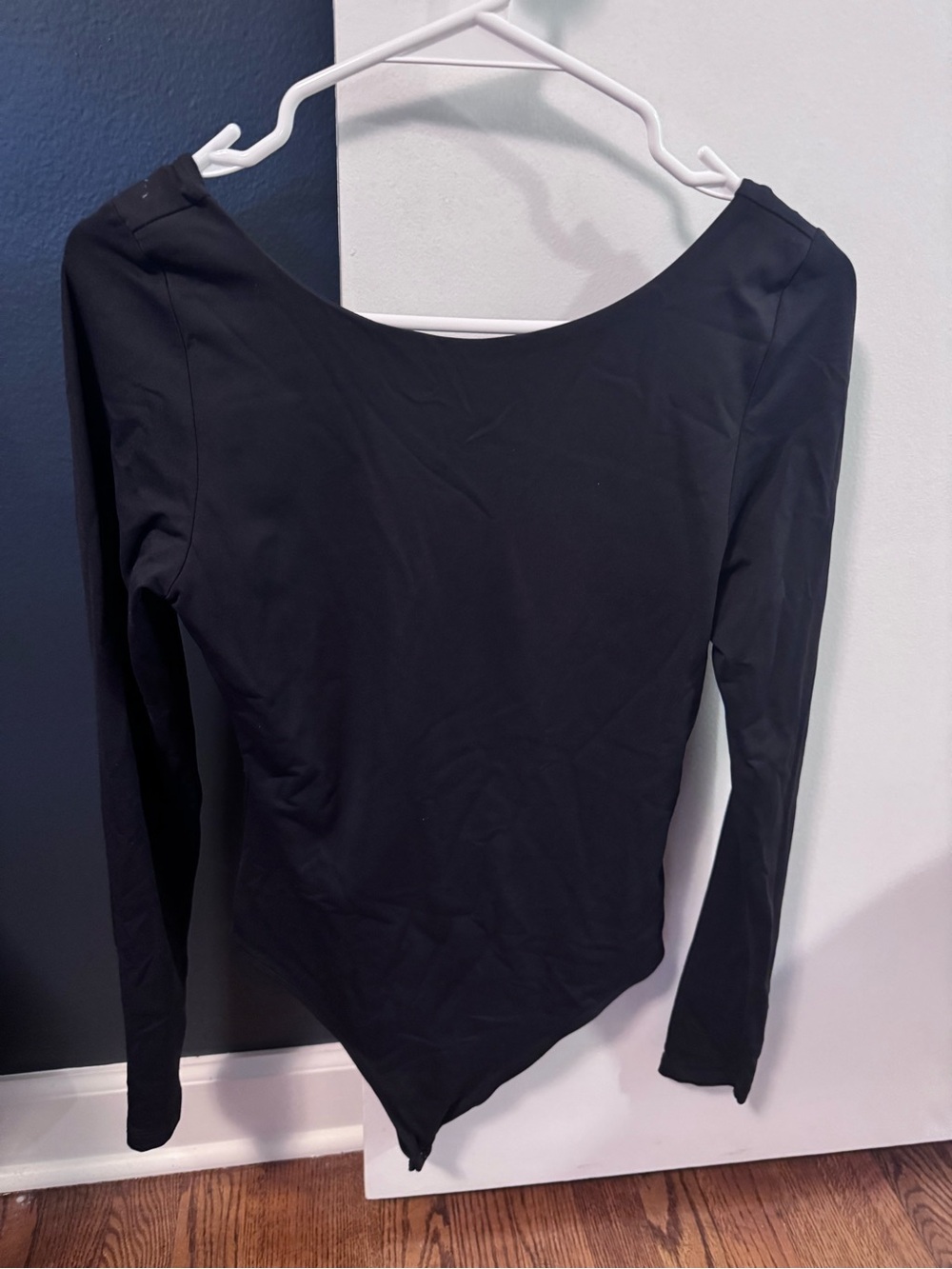 Aritzia Black Long-Sleeve Boat-Neck Bodysuit